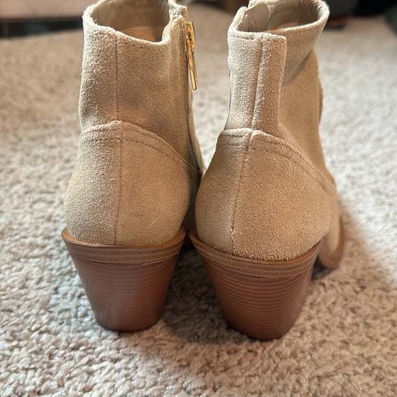 Vince Camuto Amtinda Western Bootie Cowboy Boot Suede Tan Neutral Square Toe - Picture 10 of 11